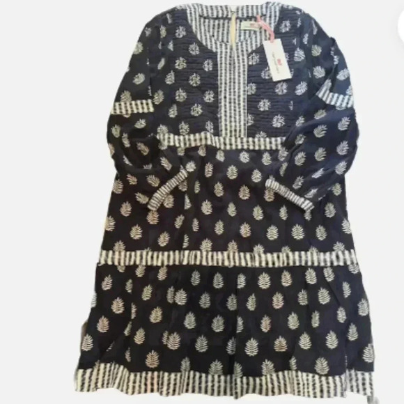 NEW Vineyard Vines Girls' Palm Leaf Tiered Dress Fleur De Leaf Deep Bay - Large - Picture 1 of 6